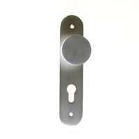 D4E Knop-/krukgarnituur aluminium op schild 45x210mm, D-model F1 afgerond model PC72 LS