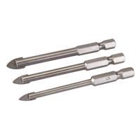 Silverline 3-delige tegel en glassnijder set, zeskant aansluiting | 5, 6 en 8 mm - 224760