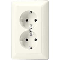 JUNG 2-voudige wandcontactdoos met randaarde as5015, creme