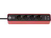 Brennenstuhl Ecolor 4-way USB, red-black