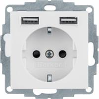 Berker wandcontactdoos randaarde 2x USB S1/B3/B7 wit glans