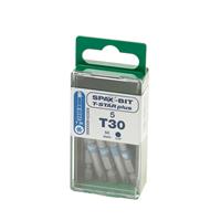 SPAX Bit-Einsatz T-Star 1/4"sechskant T30/50 mm Zapfenführung, Inhalt 5 Stück
