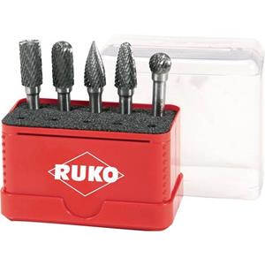 RUKO 116004 Freesstift Hardmetaal 10 mm Schachtdiameter 6 mm 5-delig