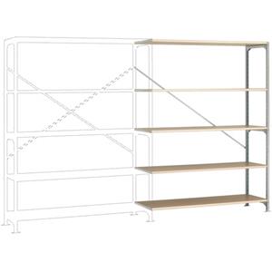 Manuflex RM2523 Fachbodenregal-Anbaumodul (B x H x T) 1250 x 3000 x 700mm Holzboden