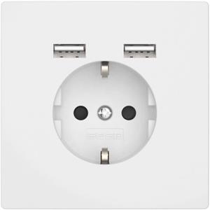 2USB 2U-449061 Inbouwstopcontact Met USB Zuiver wit (glanzend)