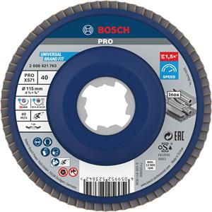 Ø 115mm X-LOCK Fächerschleifscheibe BfM Fibertragplatte Korn 40 X571 abgew.| 1 Stück - BOSCH