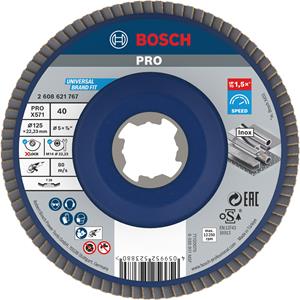 Ø 125mm X-LOCK Fächerschleifscheibe BfM Fibertragplatte Korn 40 X571 abgew. | 1 Stück - BOSCH