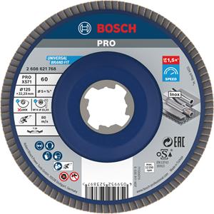 Ø 125mm X-LOCK Fächerschleifscheibe BfM Fibertragplatte Korn 60 X571 abgew. | 1 Stück - BOSCH