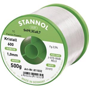 Stannol Kristall 600 Fairtin Soldeertin, loodvrij Loodvrij Sn99,3Cu0,7 REL0 500 g 1 mm