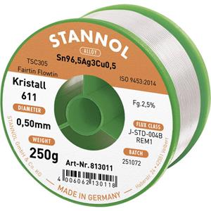 stannol Kristall 611 Fairtin Soldeertin, loodvrij Loodvrij Sn3.0Ag0.5Cu 250 g 0.5 mm