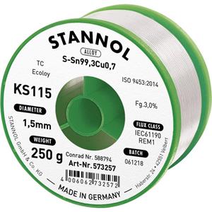 Stannol KS115 Lötzinn, bleifrei Spule Sn99.3Cu0.7 250g 1.5mm S66401