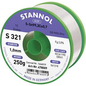 stannol S321 2,0% 1,0MM SN99CU0,7CD 250G Lötzinn, bleifrei bleifrei, Spule Sn99.3Cu0.7 250g 1mm