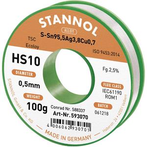 stannol HS10 2510 Soldeertin, loodvrij Spoel Sn95Ag4Cu1 100 g 0.5 mm