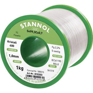 stannol Flowtin TC Lötzinn, bleifrei Spule Sn99CU0,7 1000g 1.0mm