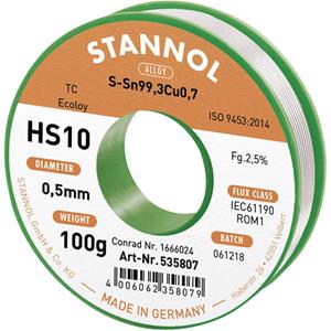 stannol HS10 2,5% 0,5MM SN99,3CU0,7 CD 100G Soldeertin, loodvrij Loodvrij, Spoel Sn99.3Cu0.7 100 g 0.5 mm