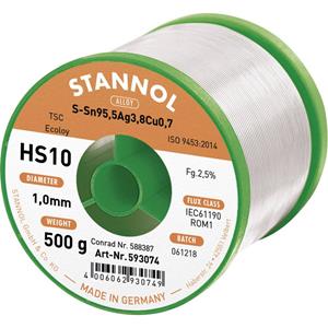 stannol HS10 2510 Soldeertin, loodvrij Spoel Sn95Ag4Cu1 500 g 1.0 mm