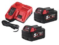 milwaukee M18 NRG-502 18V Li-Ion accu starterset (2x 5,0Ah accu) + lader