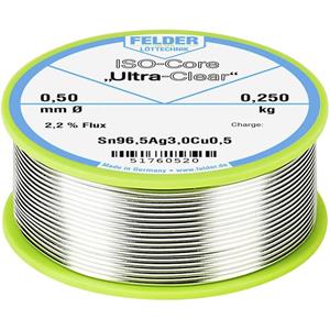 Felder Löttechnik ISO-Core  Ultra Clear  SAC305 Lötzinn Spule Sn96.5Ag3Cu0.5 0.250kg 0.50mm