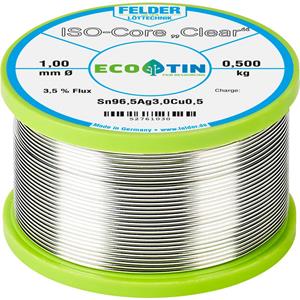 Felder Löttechnik ISO-Core  Clear  SAC305 Lötzinn Spule Sn96.5Ag3Cu0.5 0.500kg 1mm