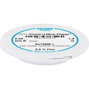 Felder LÃ¶ttechnik ISO-Core Ultra-Clear Sn100Ni+ Soldeertin, loodvrij Spoel Sn99.25Cu0.7Ni0.05 0.50 mm