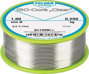 Felder LÃ¶ttechnik ISO-Core Clear Sn100Ni+ Soldeertin, loodvrij Spoel Sn99.25Cu0.7Ni0.05 0.250 kg 1 mm