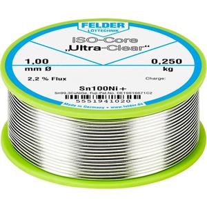 Felder Löttechnik ISO-Core  Ultra-Clear  Sn100Ni+ Lötzinn, bleifrei Spule Sn99.25Cu0.7Ni0.05 0.250