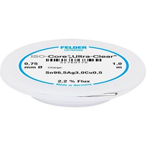 Felder Löttechnik Felder LÃ¶ttechnik ISO-Core Ultra Clear SAC305 Soldeertin Spoel Sn96.5Ag3Cu0.5 0.75 mm