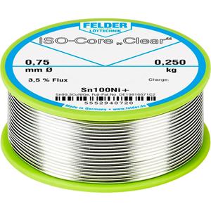 Felder Löttechnik ISO-Core  Clear  Sn100Ni+ Lötzinn Spule Sn99.25Cu0.7Ni0.05 0.250kg 0.75mm