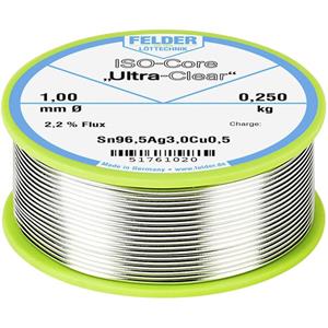 Felder Löttechnik ISO-Core  Ultra Clear  SAC305 Lötzinn Spule Sn96.5Ag3Cu0.5 0.250kg 1mm