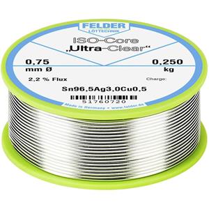 Felder LÃ¶ttechnik ISO-Core Ultra Clear SAC305 Soldeertin Spoel Sn96.5Ag3Cu0.5 0.250 kg 0.75 mm