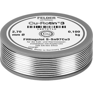 Felder Löttechnik Felder LÃ¶ttechnik Cu-RotinÂ® 3 Soldeertin, loodvrij Spoel Sn97Cu3 0.100 kg 2.7 mm