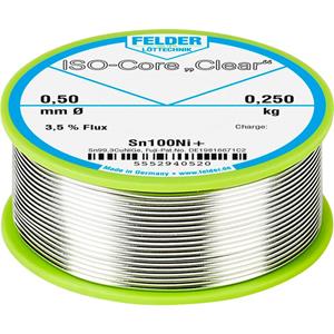 Felder LÃ¶ttechnik ISO-Core Clear Sn100Ni+ Soldeertin Spoel Sn99.25Cu0.7Ni0.05 0.250 kg 0.5 mm