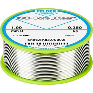 Felder Löttechnik ISO-Core  Clear  SAC305 Lötzinn Spule Sn96.5Ag3Cu0.5 0.250kg 1mm