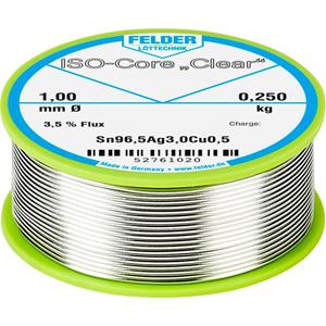 Felder Löttechnik Felder LÃ¶ttechnik ISO-Core Clear SAC305 Soldeertin Spoel Sn96.5Ag3Cu0.5 0.250 kg 1 mm