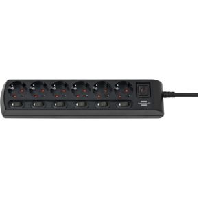 Brennenstuhl 1153110116 x6 Schuko Power Strip, H05VV-F 3G with Switches (Black)