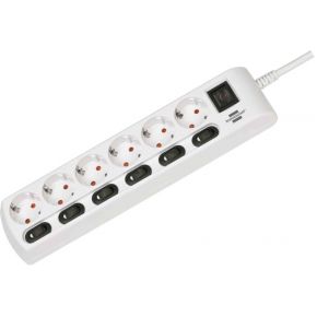 Brennenstuhl 1153110126 x6 Schuko Power Strip, H05VV-F 3G with Switches (White)