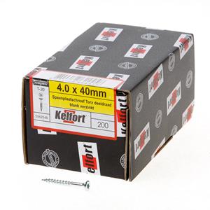 kelfort Spaanplaatschroef platverzonken kop verzinkt T20 deeldraad 4.0 x 40mm
