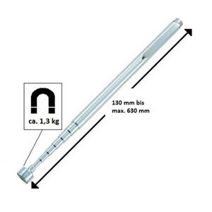 toolcraft TO-6541704 Magneetheffer in penvorm uittrekbaar 130 - 630 mm, 1,3 kg hefkracht Magneetheffer