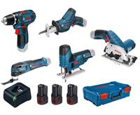 Bosch 5er-Werkzeug-Set 12V: GSR + GST + GOP + GKS + GSA + 3 x GBA 3.0Ah + GAL + XL-BOXX - 0615A0017C