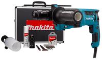 Makita HR2631FTX4 230V Combihamer met verwisselbare Boorkop met Stofafzuigset met 5 Delige Boor- en Beitelset