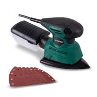 Multischleifer Handschleifmaschine - Detailschleifer 130 w - Mit Staubauffangbehälter und 6 Schleifblättern