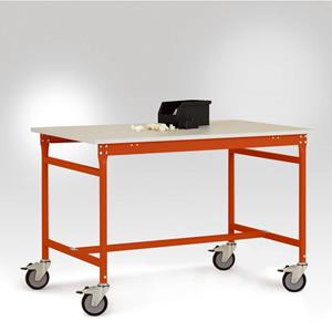 Manuflex LB4088.2001 ESD ESD-bijzettafel basismobiel met melamine tafelblad in roodoranje RAL 2001, bxdxh: 2000 x 800 x 853 mm Rood-oranje (RAL 2001)