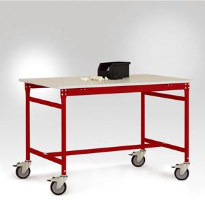 Manuflex LB4056.3003 ESD ESD-bijzettafel basismobiel met kunststof tafelblad in robijnrood RAL 3003, bxdxh: 1500 x 600 x 856 mm Robijn-rood
