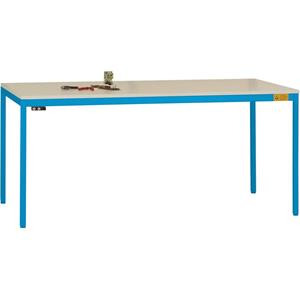 Manuflex LD1908.5012 ESD-Arbeitstisch UNIDESK mit Melaminplatte, Gestell Lichtblau RAL 5012, BxTxH =