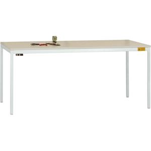 Manuflex LD1918.7035 ESD ESD-werktafel UNIDESK met melamine schijf, onderstel lichtgrijs RAL 7035, bxdxh = 1600 x 800 x 720-730 mm Grijs-wit (RAL 7035)
