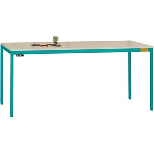 Manuflex LD1908.5021 ESD-Arbeitstisch UNIDESK mit Melaminplatte, Gestell Wasserblau RAL 5021, BxTxH