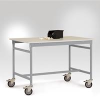 Manuflex LB4063.9006 ESD ESD-bijzettafel basismobiel met rubberlijm tafelblad in aluminium zilver vergelijkbaar met RAL 9006, bxdxh: 1500 x 800 x 850 mm