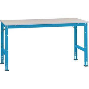 Manuflex AU6097.5012 Werk aanschuiftafel universele standaard met kunststof plaat, bxdxh = 1750 x 1000 x 760-870 mm Lichtblauw (RAL 5012)