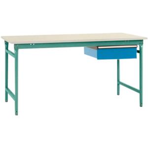 Manuflex BB5231.0001 Compleet bijzettafel basis stationair met melamine schijf + enkele lade, bxdxh: 1000 x 800 x 780 mm Grijs, Groen