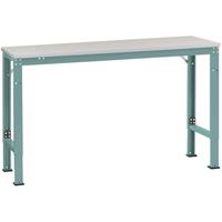 Manuflex AU7064.5021 Werk achtergrond tafel universele speciale met stalen beslag schijf, bxdxh = 1500 x 1000 x 722-1022 mm Waterblauw